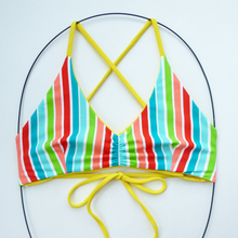 MEDIUM - Retro Striped Reversible Bikini Top