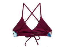 EXTRA SMALL - Blue and Wine Floral Reversible Bikini Top